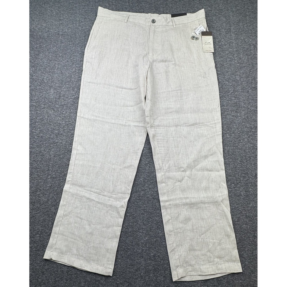 Tasso Elba Island Pants 100% linen straight leg 36x30 New Beige Wedding Beach